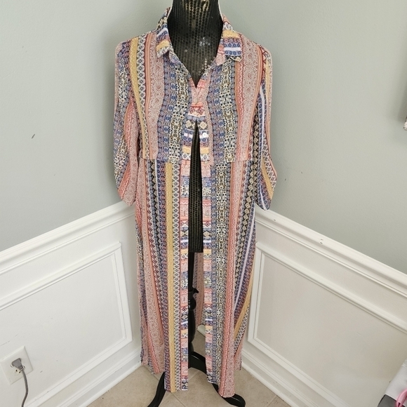 HOPE Springs duster/ maxi dress button down size small - Picture 12 of 15